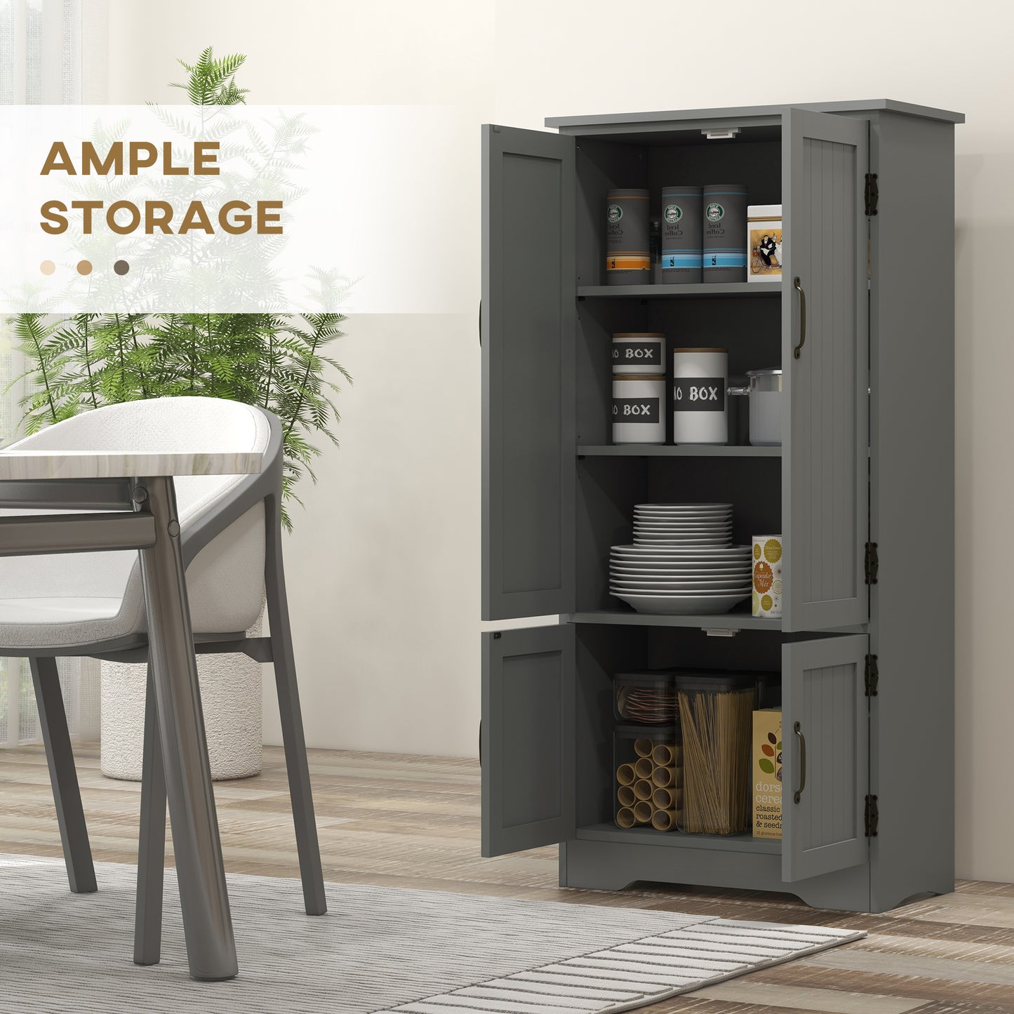 Armoire de rangement 4 portes avec tablettes ajustables