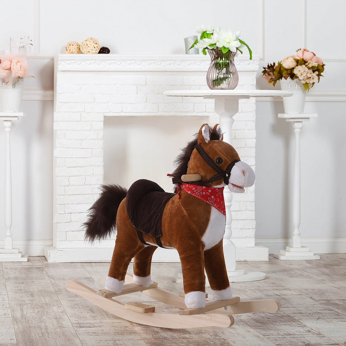 Cheval à bascule en peluche avec sons réalistes