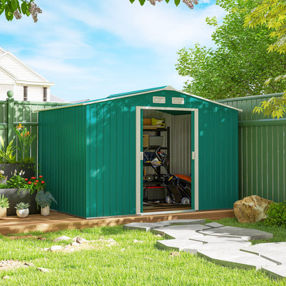 Remise de jardin en acier galvanisé portes coulissantes