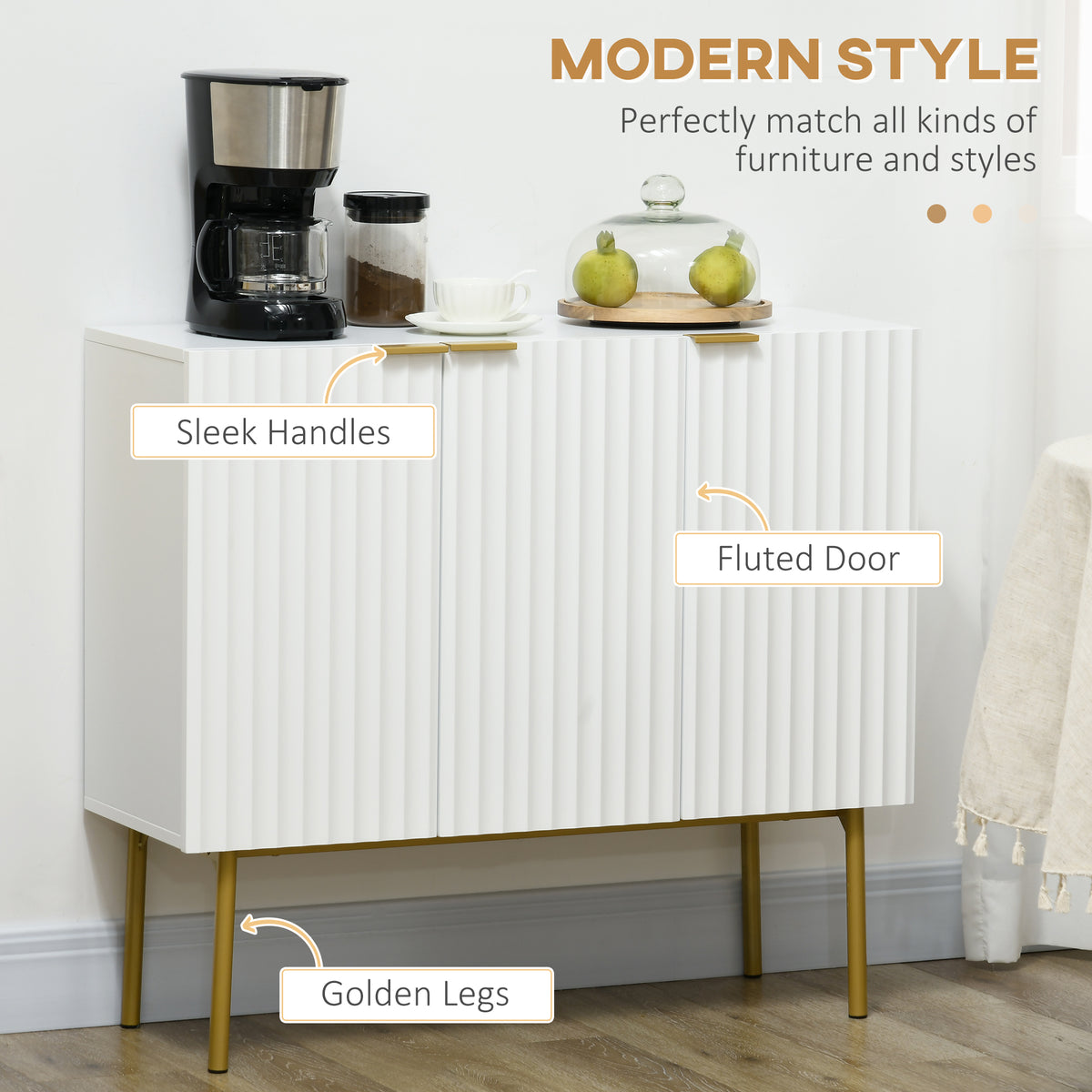 Meuble de rangement moderne avec portes cannelées
