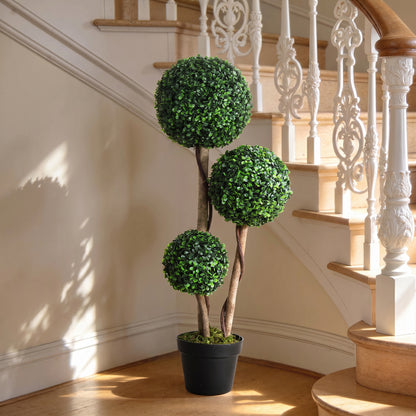 Arbre topiaire artificiel triple boule en pot