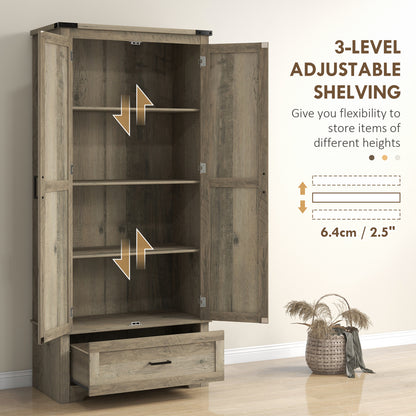 Armoire-garde-manger de cuisine style campagnard 175 cm
