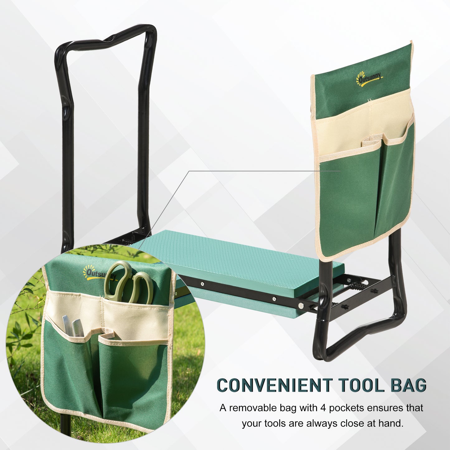 Agenouilloir de jardin pliable avec coussin mousse EVA