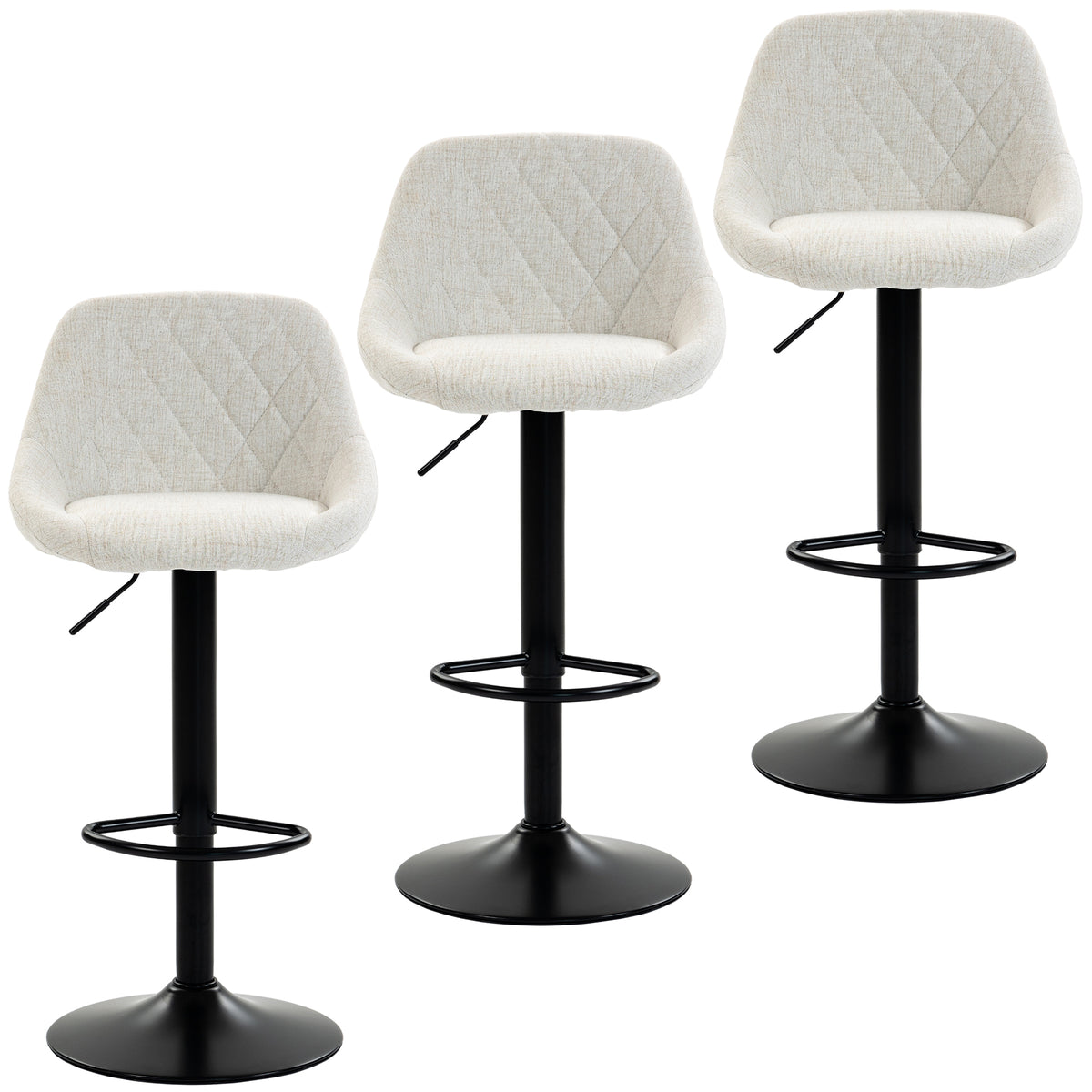 Ensemble de 3 Tabourets de Bar Pivotants Ajustables