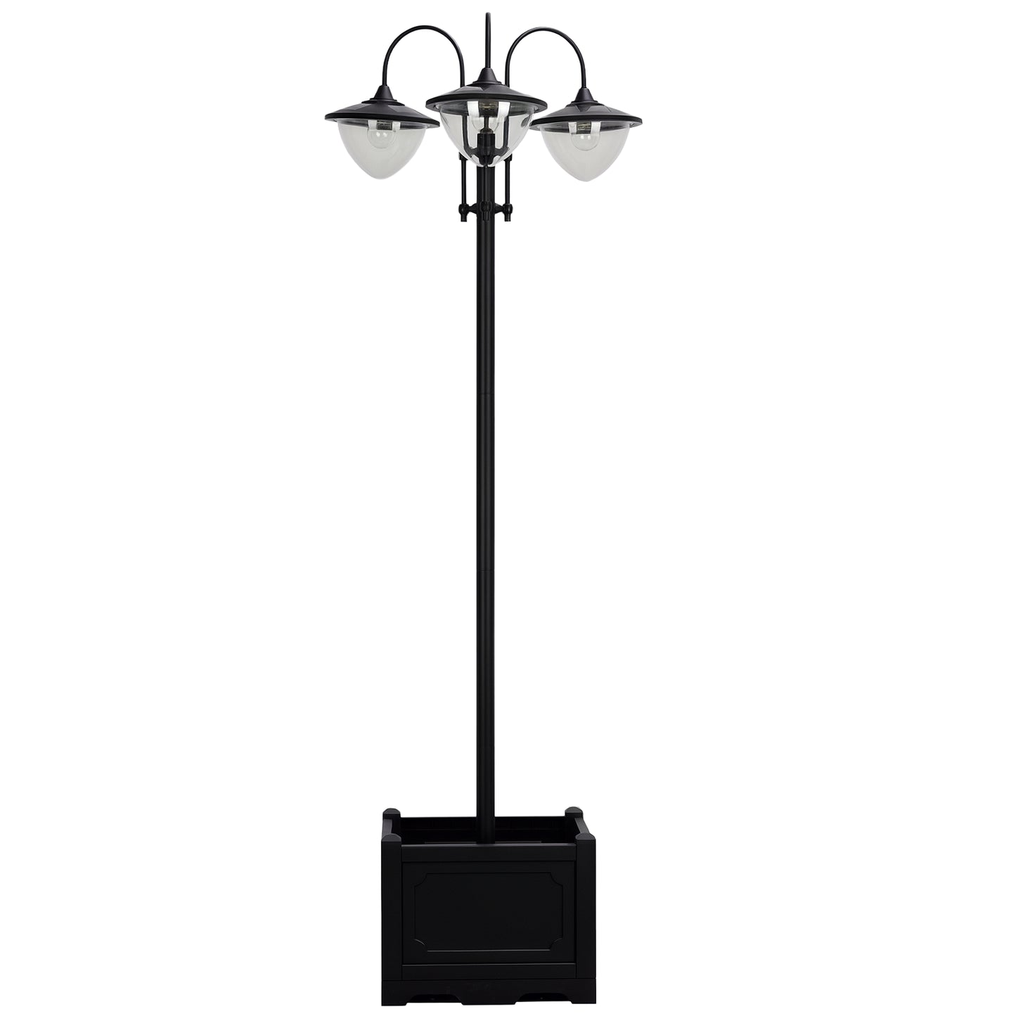 Lampadaire solaire LED 3 têtes avec jardinière