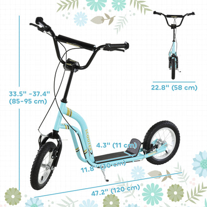 Trottinette pour enfants avec double frein et grandes roues gonflables