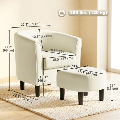 Fauteuil accent moderne avec ottoman et ressorts ensachés