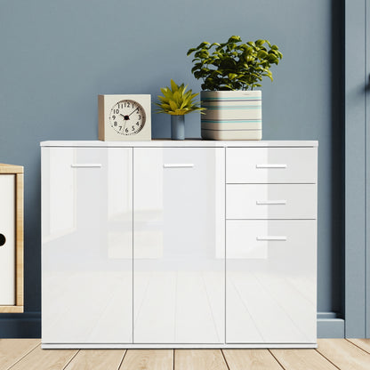 Buffet haut brillant avec tiroirs et portes
