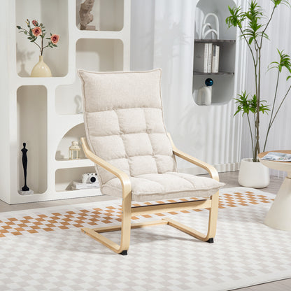 Fauteuil d'accent moderne avec accoudoirs en bois et mouvement berçant