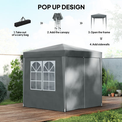 Tente de terrasse pop-up avec murs amovibles 2 m x 2 m