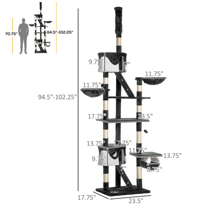 Arbre à chat multi-niveaux ajustable 240-260 cm
