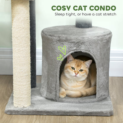 Arbre à chat multi-niveaux avec griffoir sisal — Gris