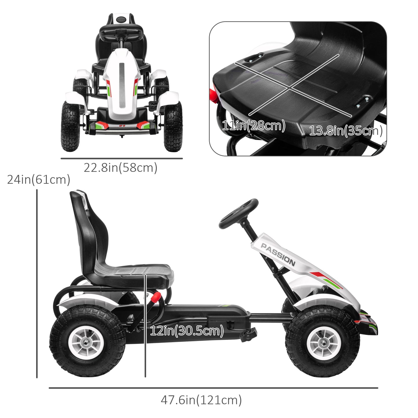 Kart à pédales pour enfants avec freins