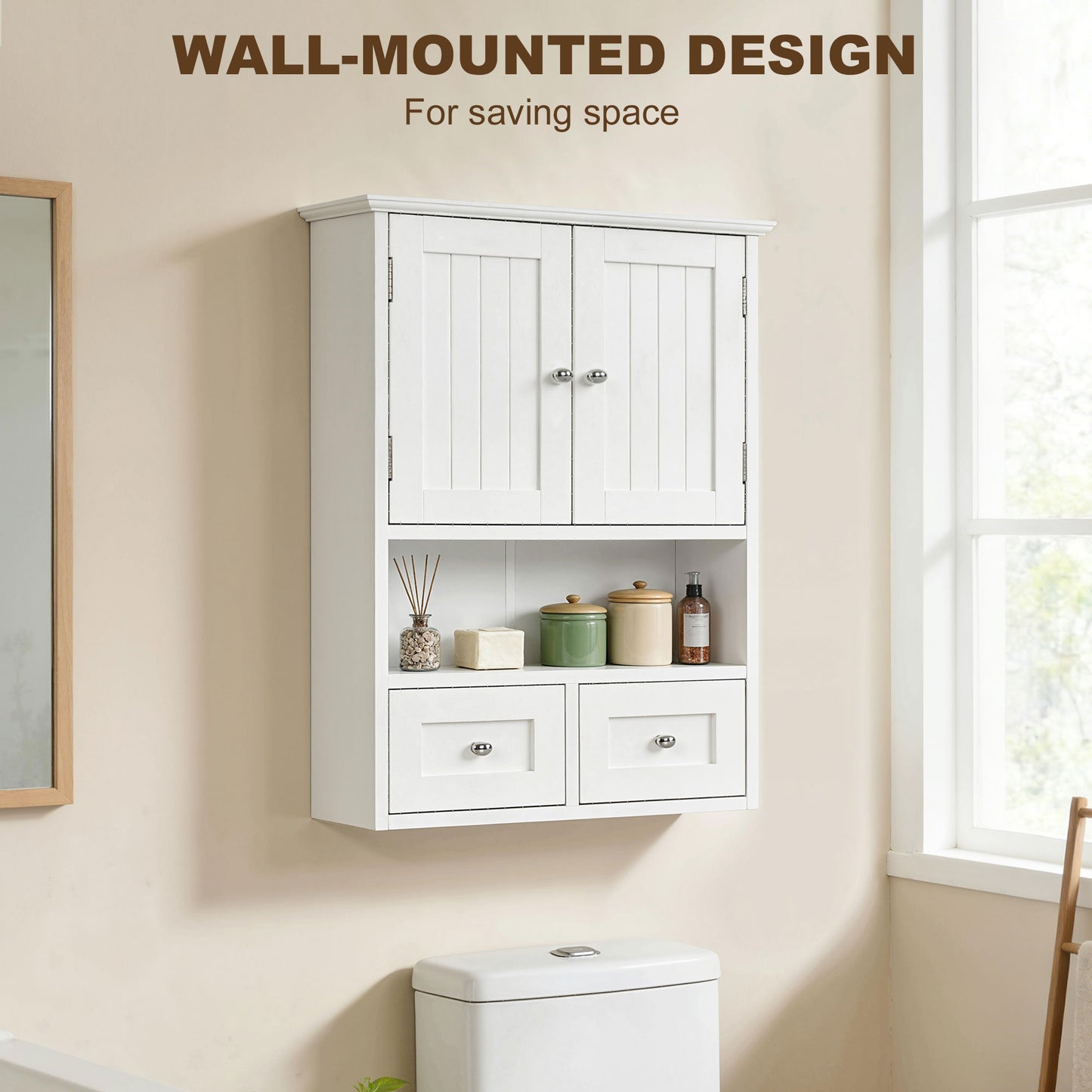 Armoire murale salle de bain avec tiroirs et étagère