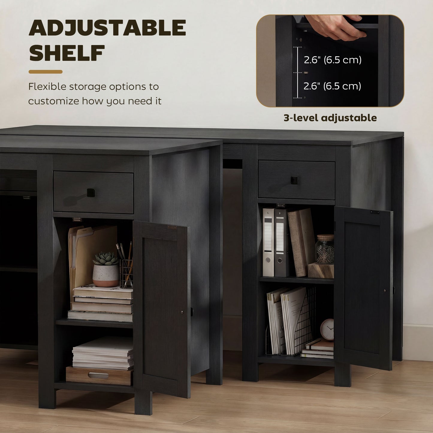 Bureau exécutif style fermette avec tiroirs et armoires