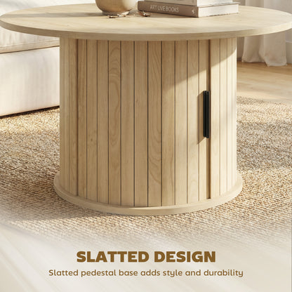 Table basse ronde rangement caché 80 cm