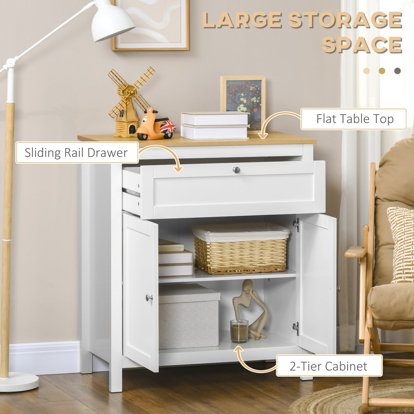 Buffet de rangement avec tiroir et portes ajustables
