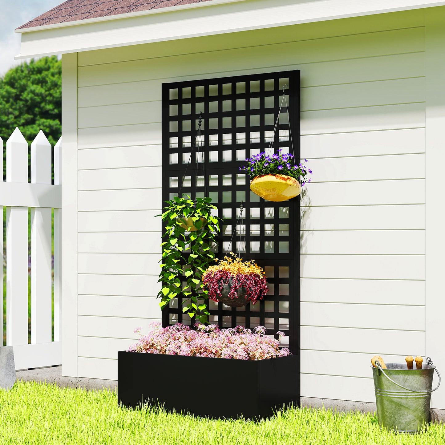 Bac de jardinage surélevé avec treillis 109 x 41 x 178 cm
