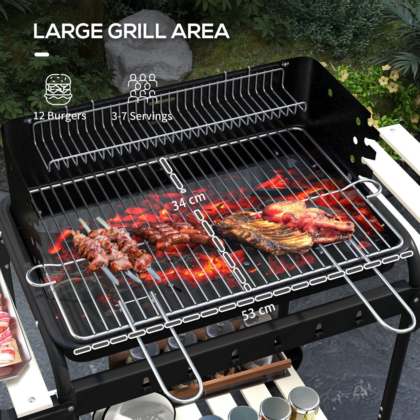 Barbecue au charbon portable avec hauteur ajustable