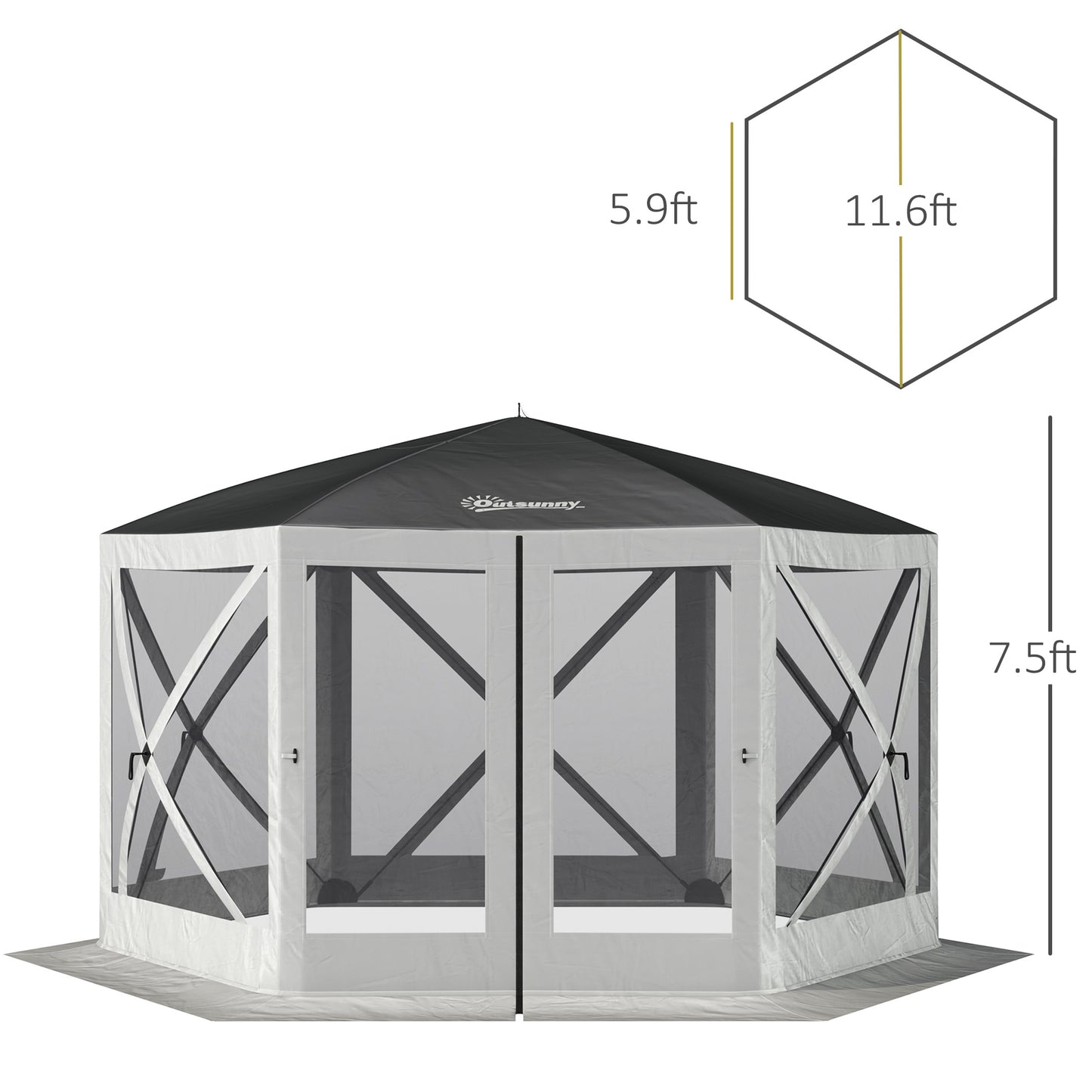 Tente abri hexagonale automatique 366 x 366 cm