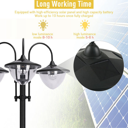 Outsunny 3-Head Solar LED Street Light with Planter