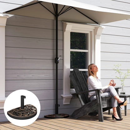 Base de parasol demi-lune 20 livres motif floral — bronze