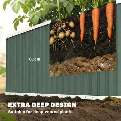 Outsunny 61cm Deep Raised Garden Bed - 220cm Galvanized Steel