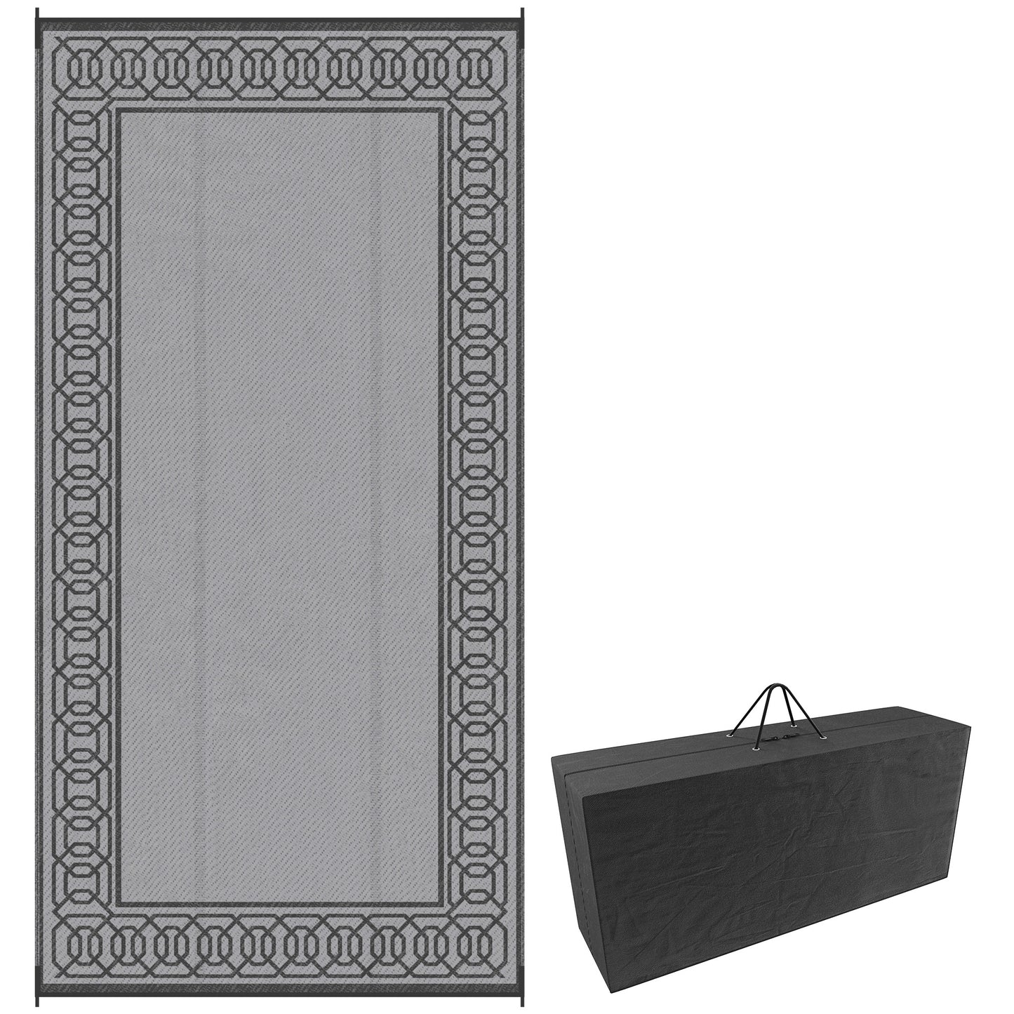 Tapis extérieur portable réversible 274 x 549 cm — noir