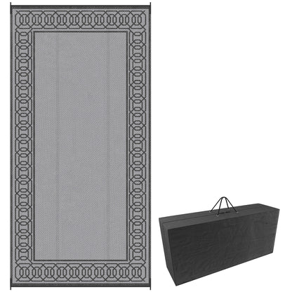 Tapis extérieur portable réversible 274 x 549 cm — noir