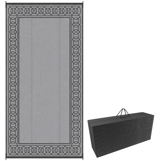 Tapis extérieur portable réversible 274 x 549 cm — noir