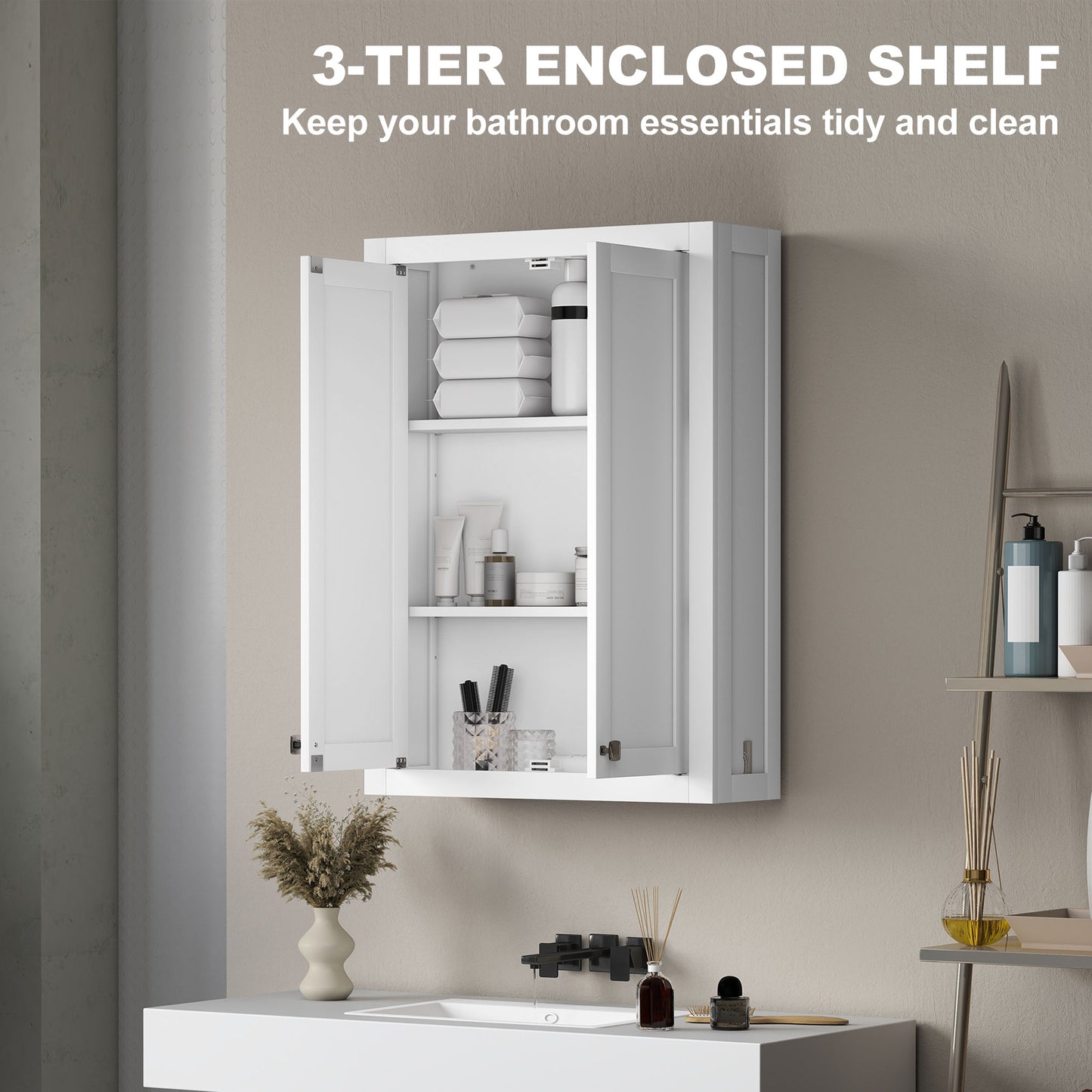 Armoire murale salle de bain 2 portes ajustable