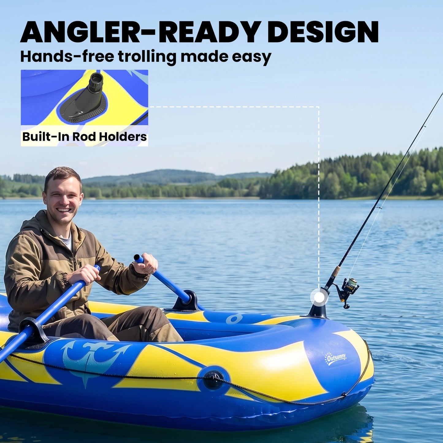 Kayak gonflable 2 personnes avec support de canne