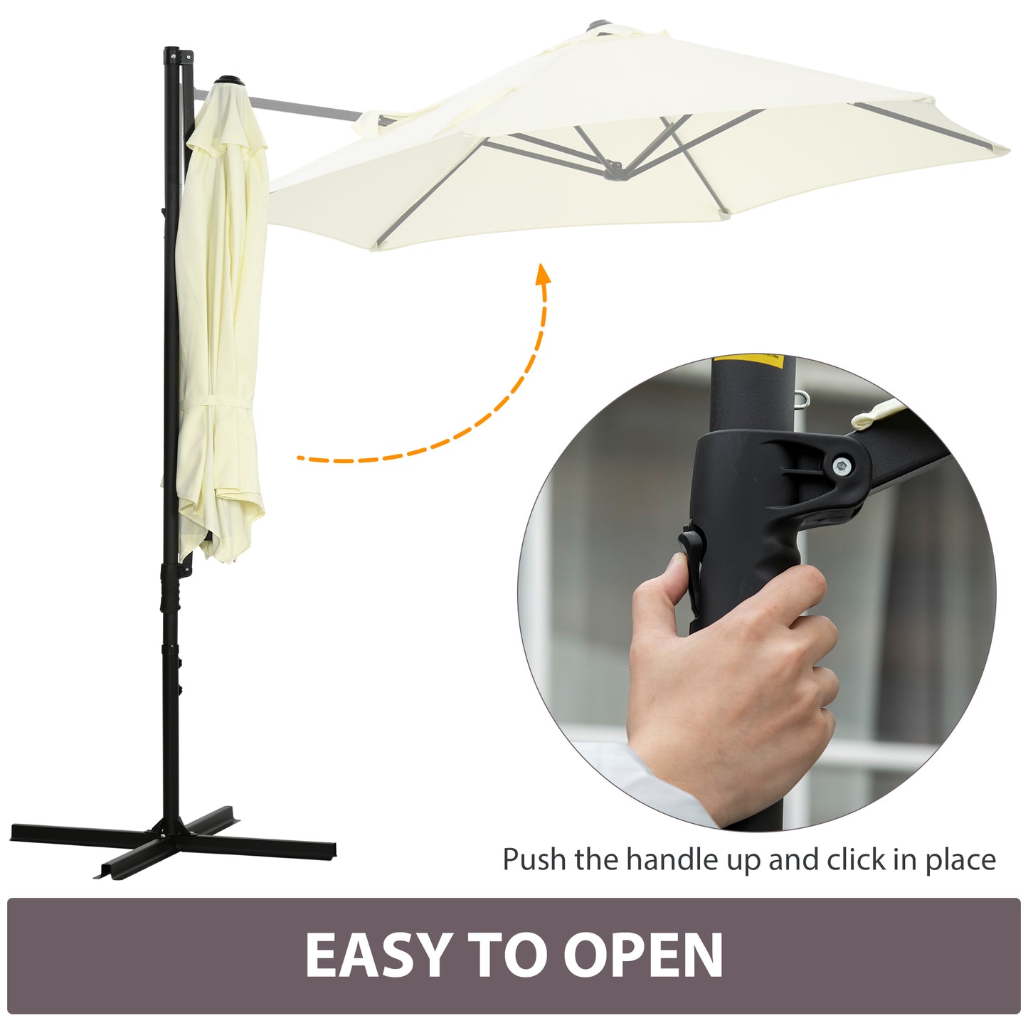 Parasol déporté cantilever 8,5 pieds avec base