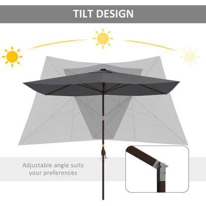Parasol de patio rectangulaire avec éclairage DEL solaire 195x295cm