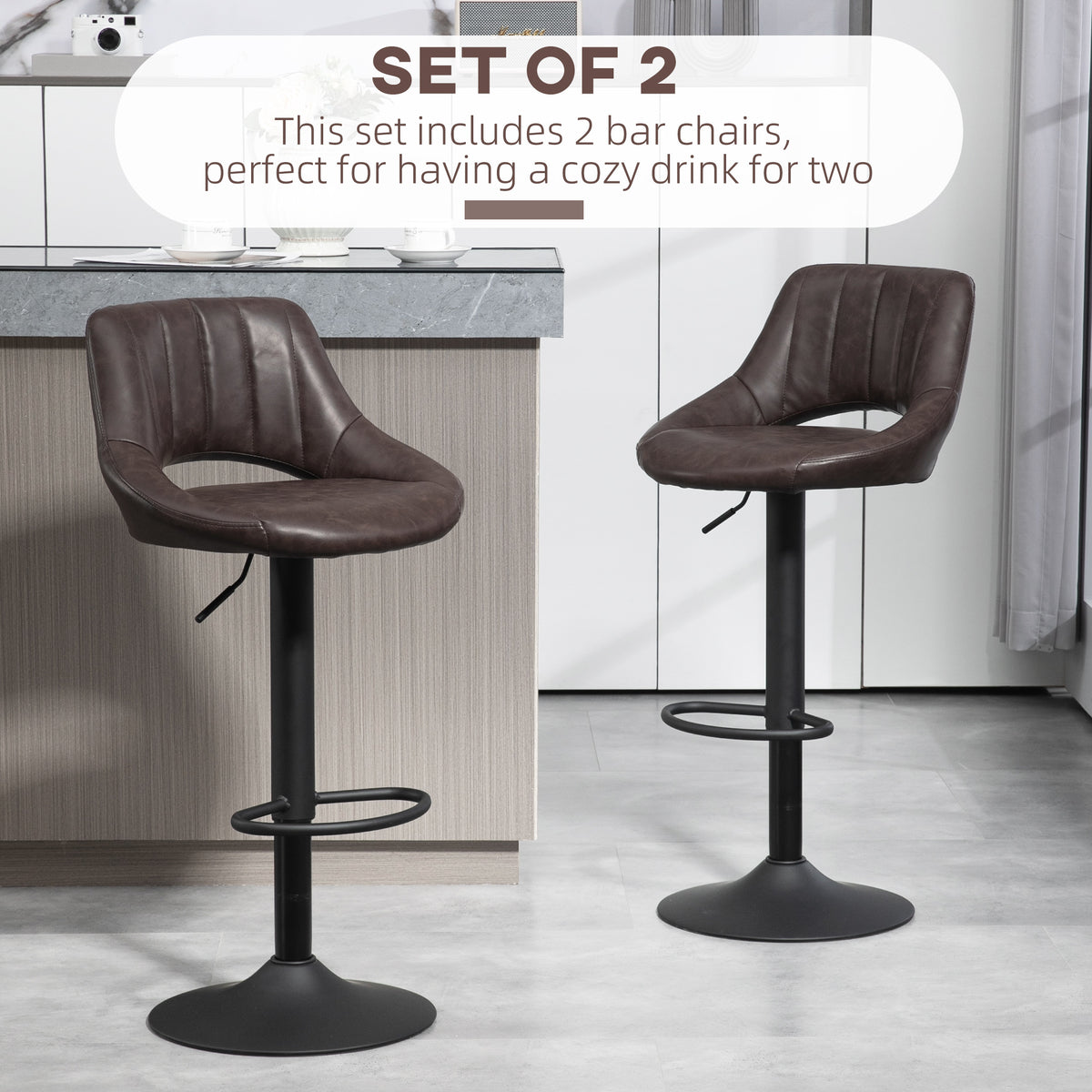 Ensemble de 2 tabourets de bar pivotants ajustables