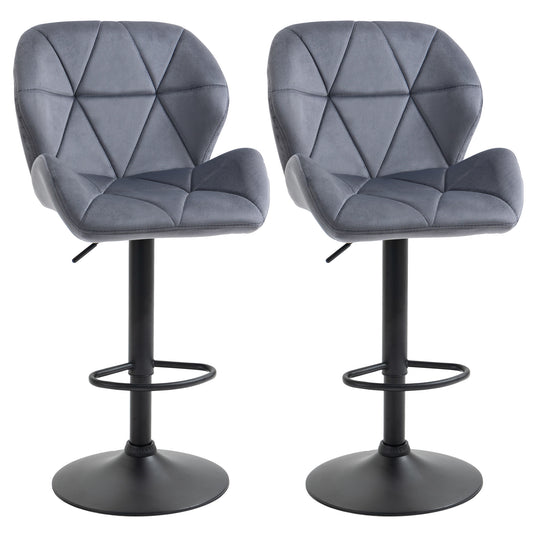 Tabourets de bar ajustables tissu ensemble de 2