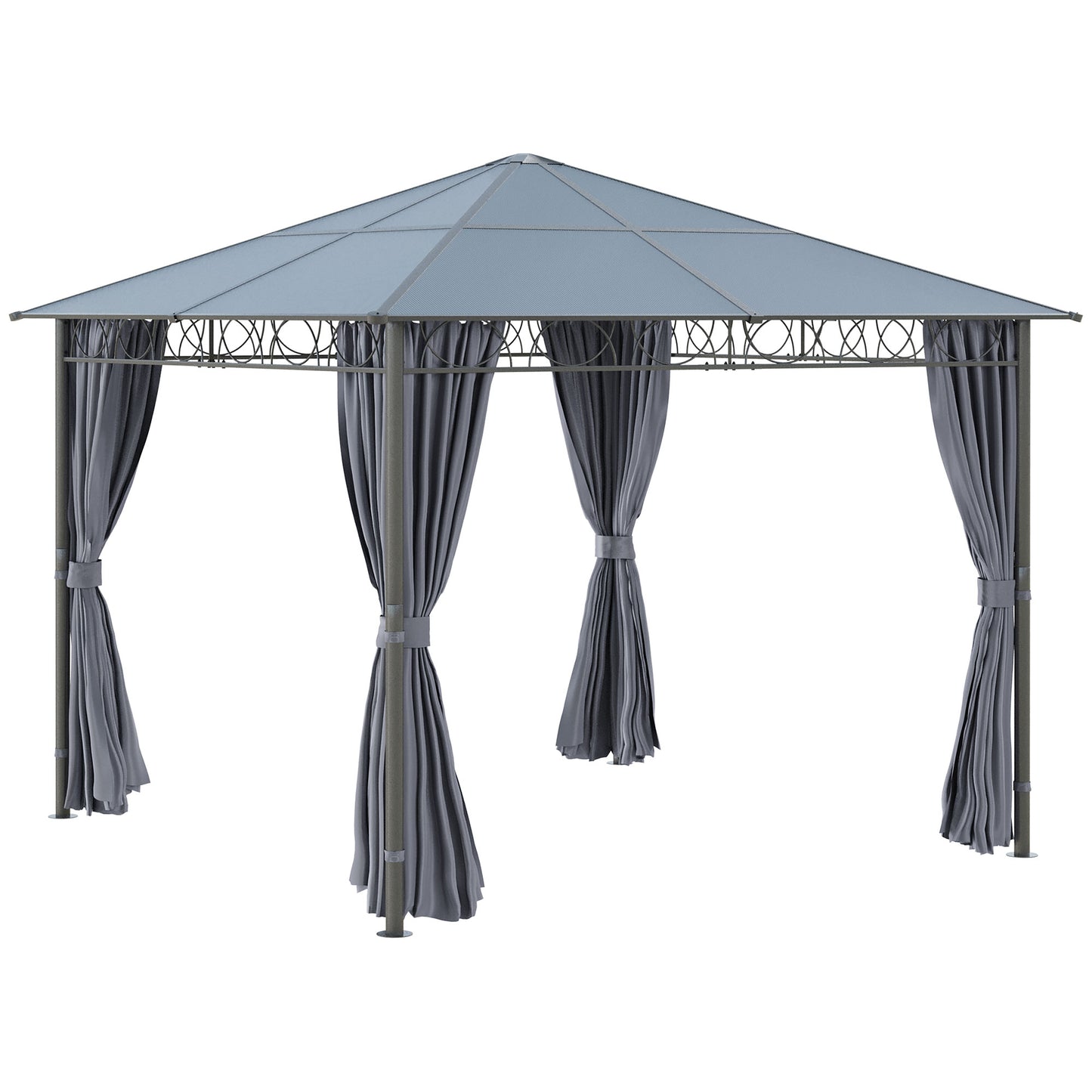 Gazebo patio toit polycarbonate cadre aluminium