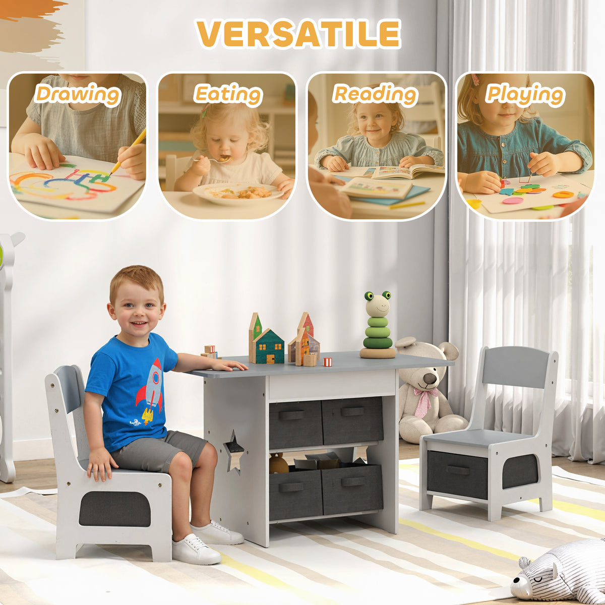 Ensemble table et chaises pour enfants — Lot de 3