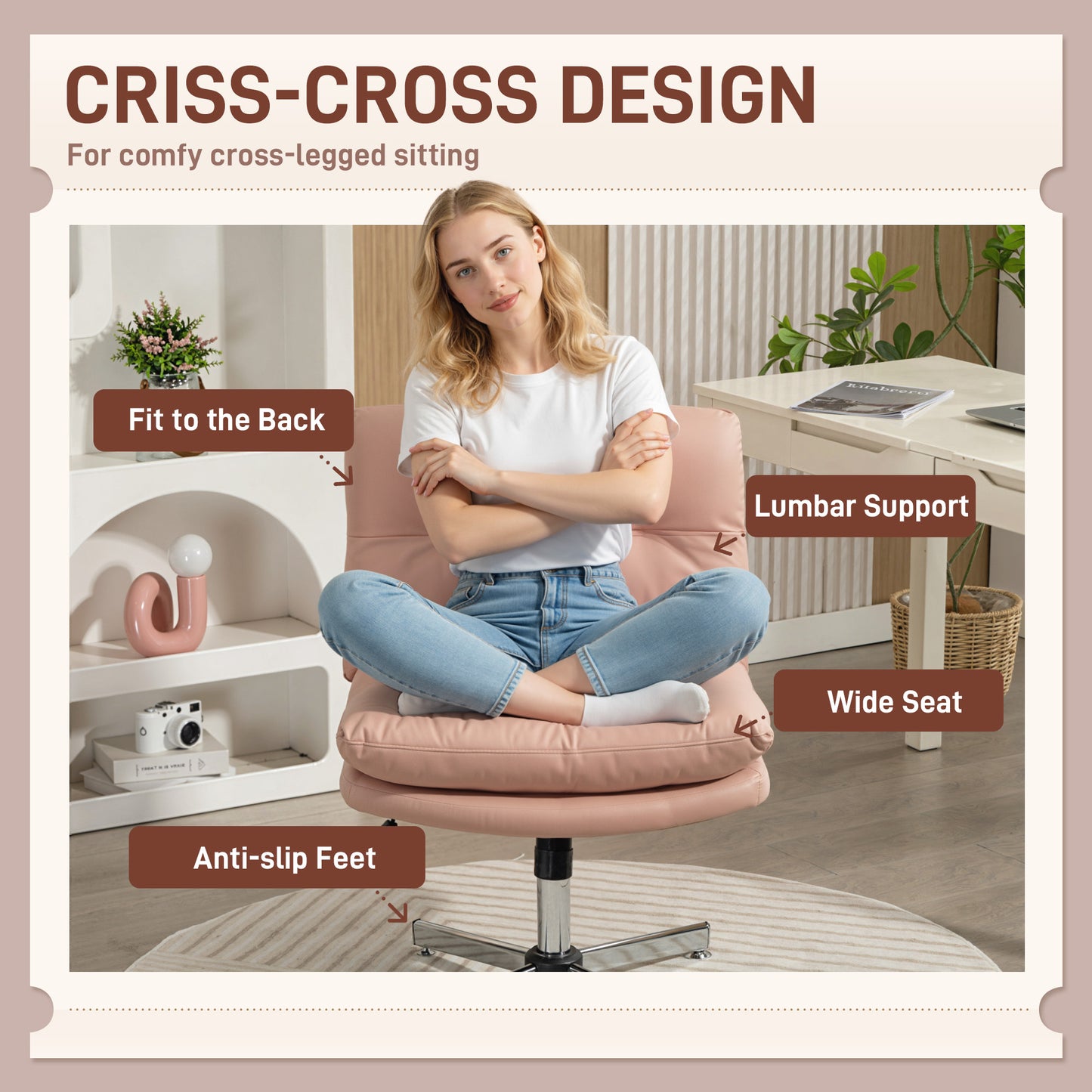 Chaise de bureau sans accoudoirs croisillons réglable pivotante