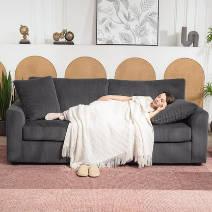Sofa 3 places moderne en velours côtelé avec ressorts