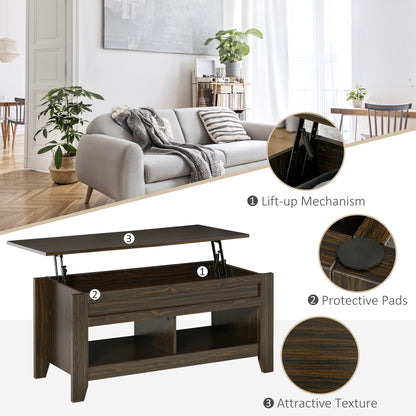 Table à café avec plateau relevable et rangement caché