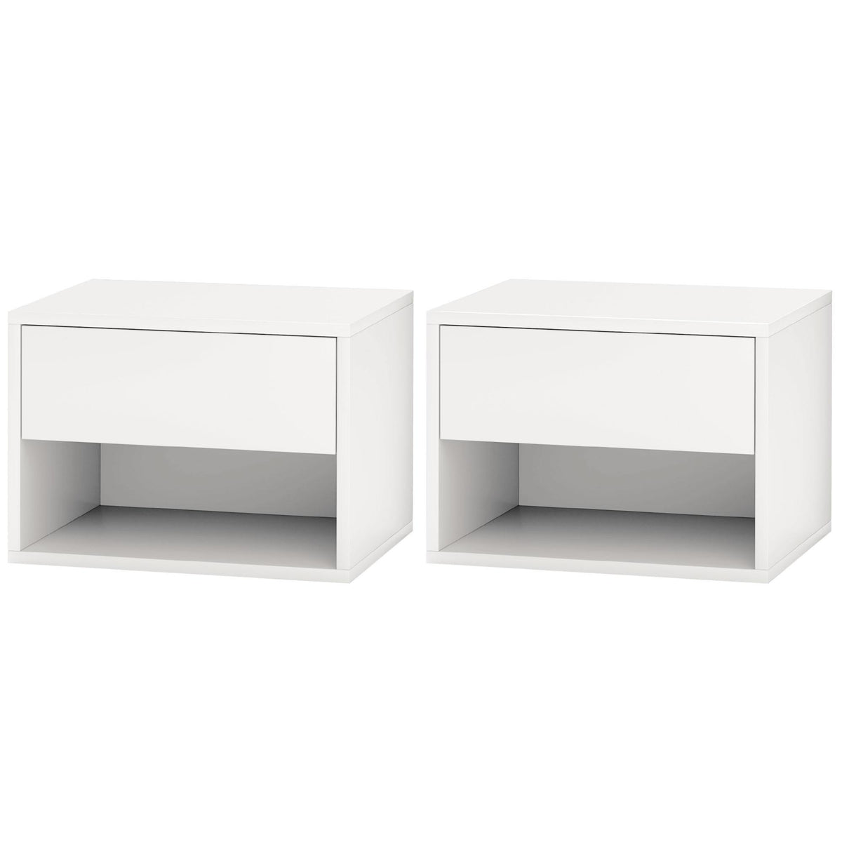 Tables de chevet murales avec tiroir, lot de 2