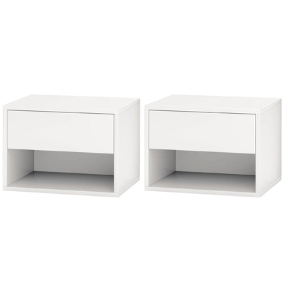 Tables de chevet murales avec tiroir, lot de 2