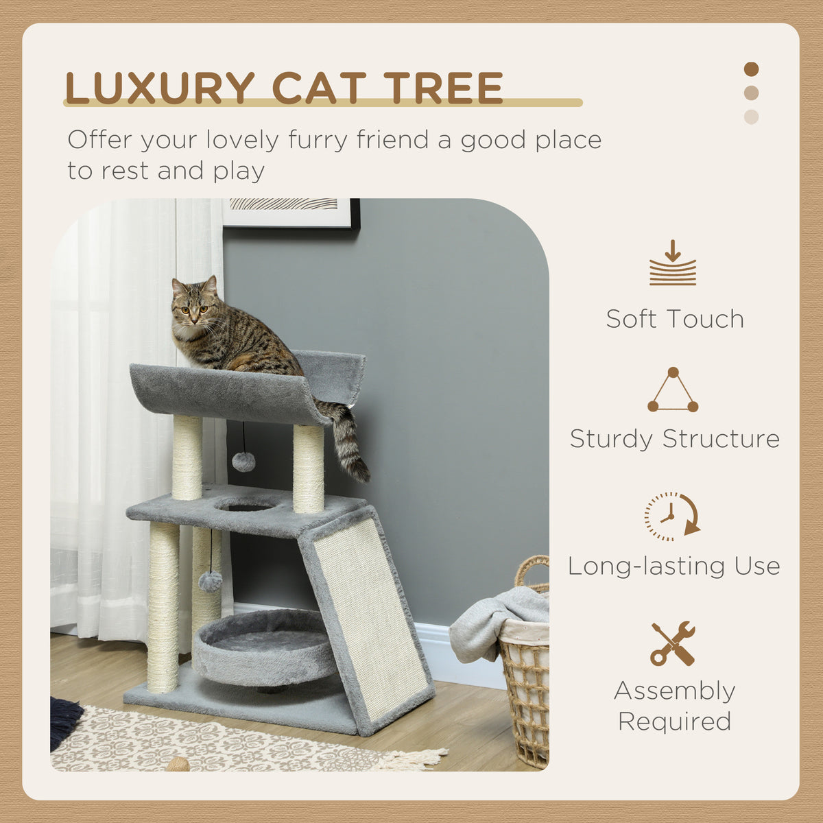 Arbre à chat compact avec perchoir et jouets
