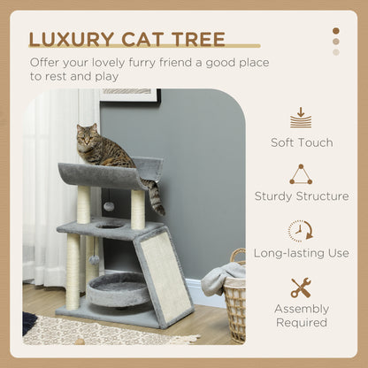 Arbre à chat compact avec perchoir et jouets