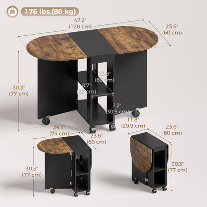 Table à manger pliante avec rangement pour petits espaces 120 cm