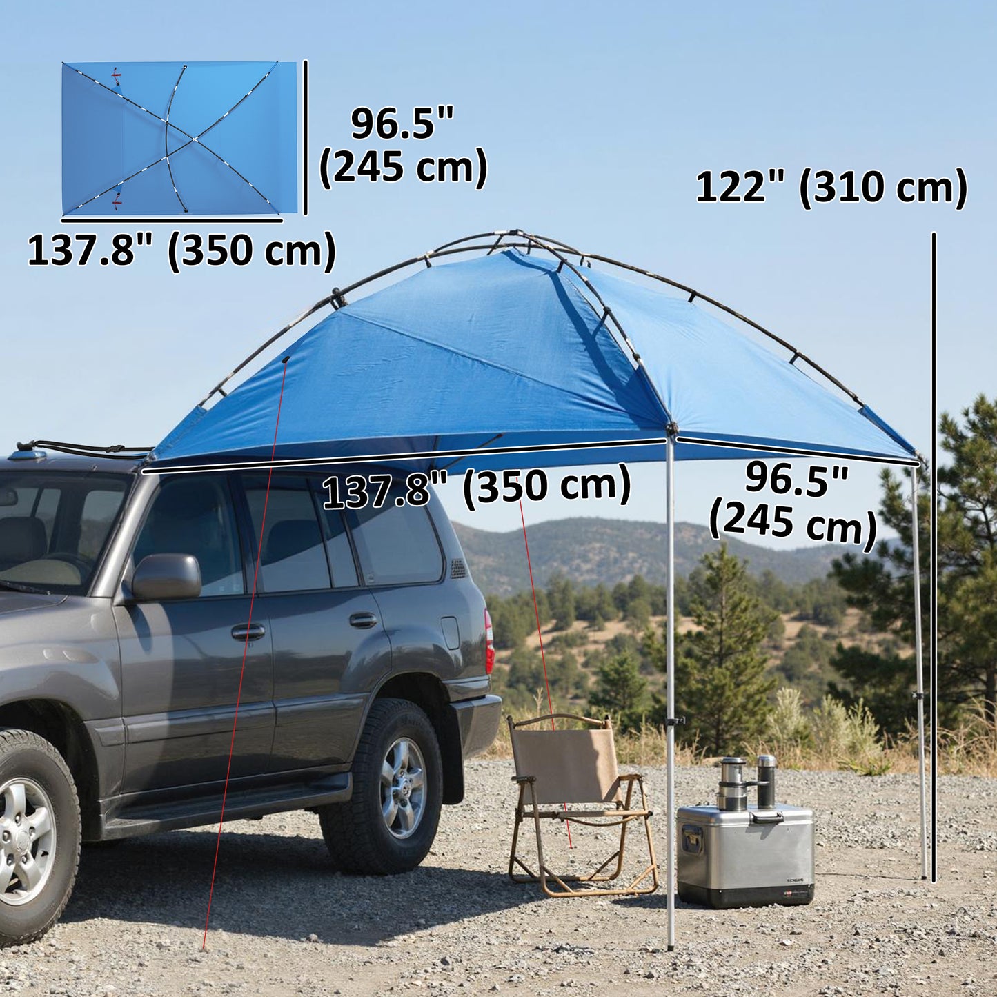 Auvent latéral pour VUS imperméable 3000mm avec sac