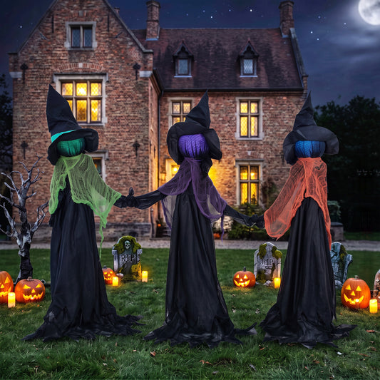 Trio de sorcières lumineuses pour jardin d'Halloween
