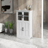 Buffet de cuisine moderne avec portes vitrées et étagères