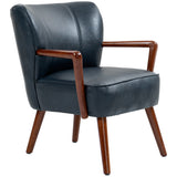 Fauteuil d'appoint moderne en similicuir avec pattes en bois